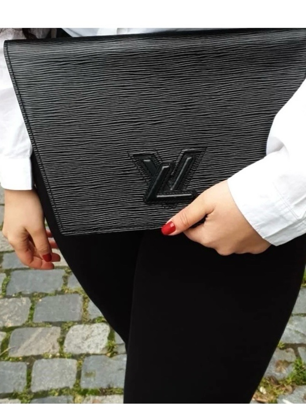 Louis Vuitton  Vintage Black Embossed LV Epi Leather clutch
